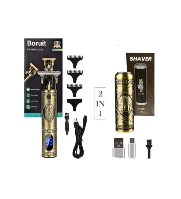 Pro 2 İn 1 Vintage Traş Makinesi Şarjlı Dijital Göstergeli Aliminyum Gövde