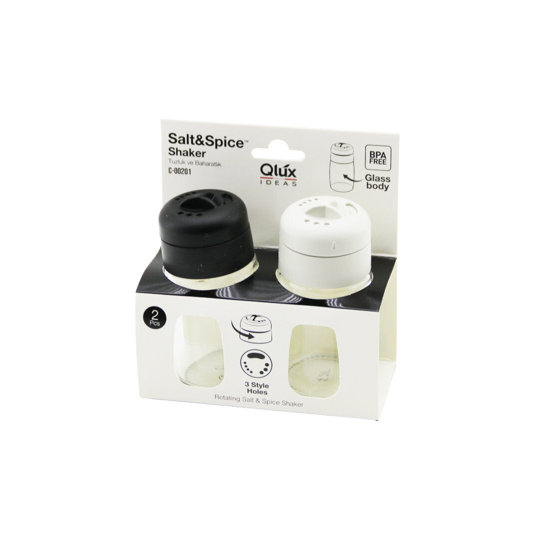 Qlux C-00201  2 Pcs   Cam  Tuzluk - Baharatlik Set  Plasti̇k Kapak= 3 Si̇ti̇l Döküm