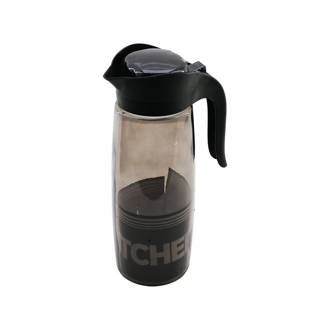 Qlux C-00357 Si̇yah İnci̇  Düz Si̇yah şeffaf Cam  Sürahi̇  1500 Cc  Aç-kapa Mandalli Plasti̇k Kapak  ʃ=şeki̇l Pls.kulp