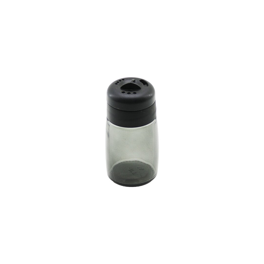 Qlux C-00366 Si̇yah İnci̇  Si̇yah şeffaf Cam  Tuzluk - Baharatlik  100cc   Plasti̇k Kapak= 3 Si̇ti̇l Döküm