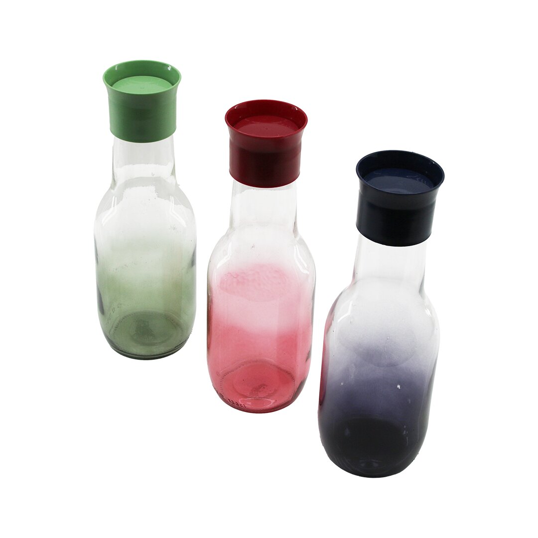 Qlux Glassware S-00132 Hydra Renkli̇ şeffaf Cam 1000cc Sürahi̇ Tombul Göbek - Dar Ağiz Cam=renkli̇ Pls Kapak - Kulpsuz