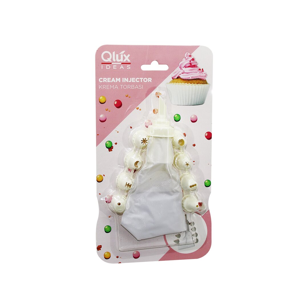Qlux L-00172 Avantage  10pcs   Krema Torbasi - Süsleme Başlik  Seti̇   1-beyaz Torba - 9-krem Beyazi Plasti̇k Başlik