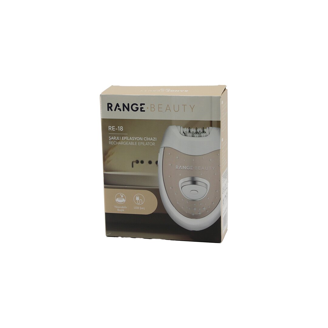 Range Beauty Re-18 Epi̇lasyon Ci̇hazi Epi̇latör Usb şarjli=50dk 2 Kademe Hiz Yikanabi̇li̇r Başlik=18 çi̇ft Cimbiz
