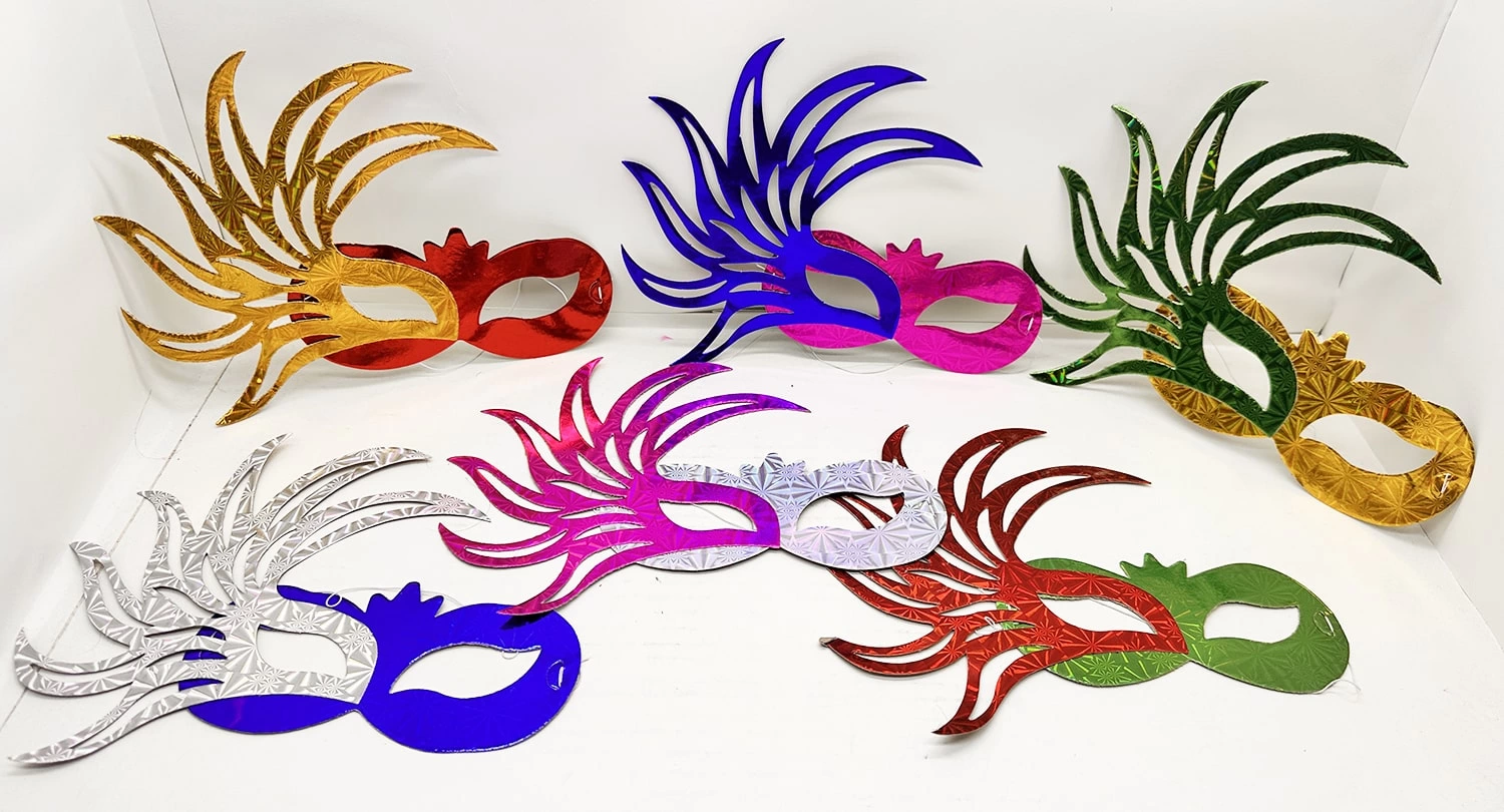 639lı Renkli Balo Maskesi Seti | Karton  Lastikli