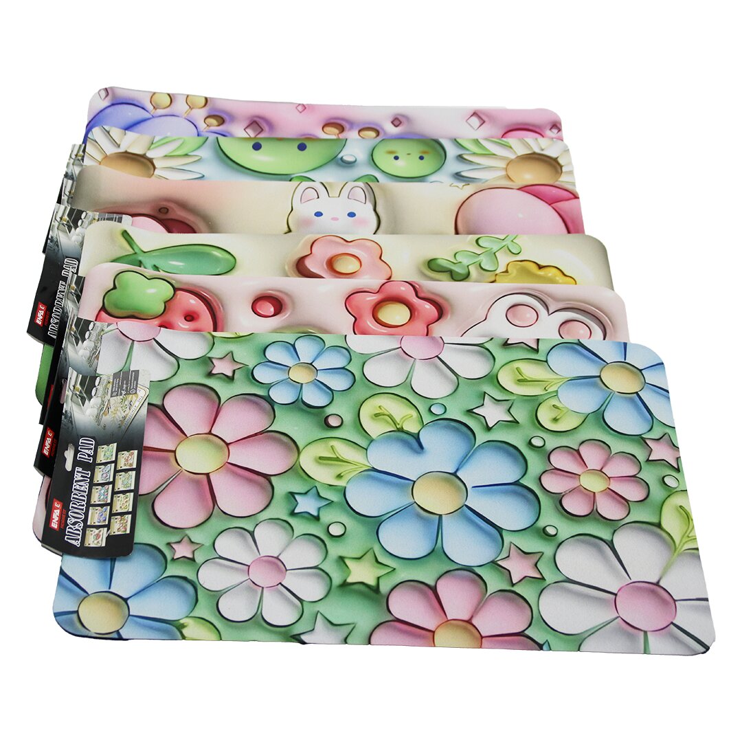 Renkli̇ Desenli̇ - Resi̇mli̇ 34.5x50cm  Su Emi̇ci̇ Si̇hi̇rli̇ Banyo Paspasi Mat - Bulaşik Altlik Pvc - Elasti̇k