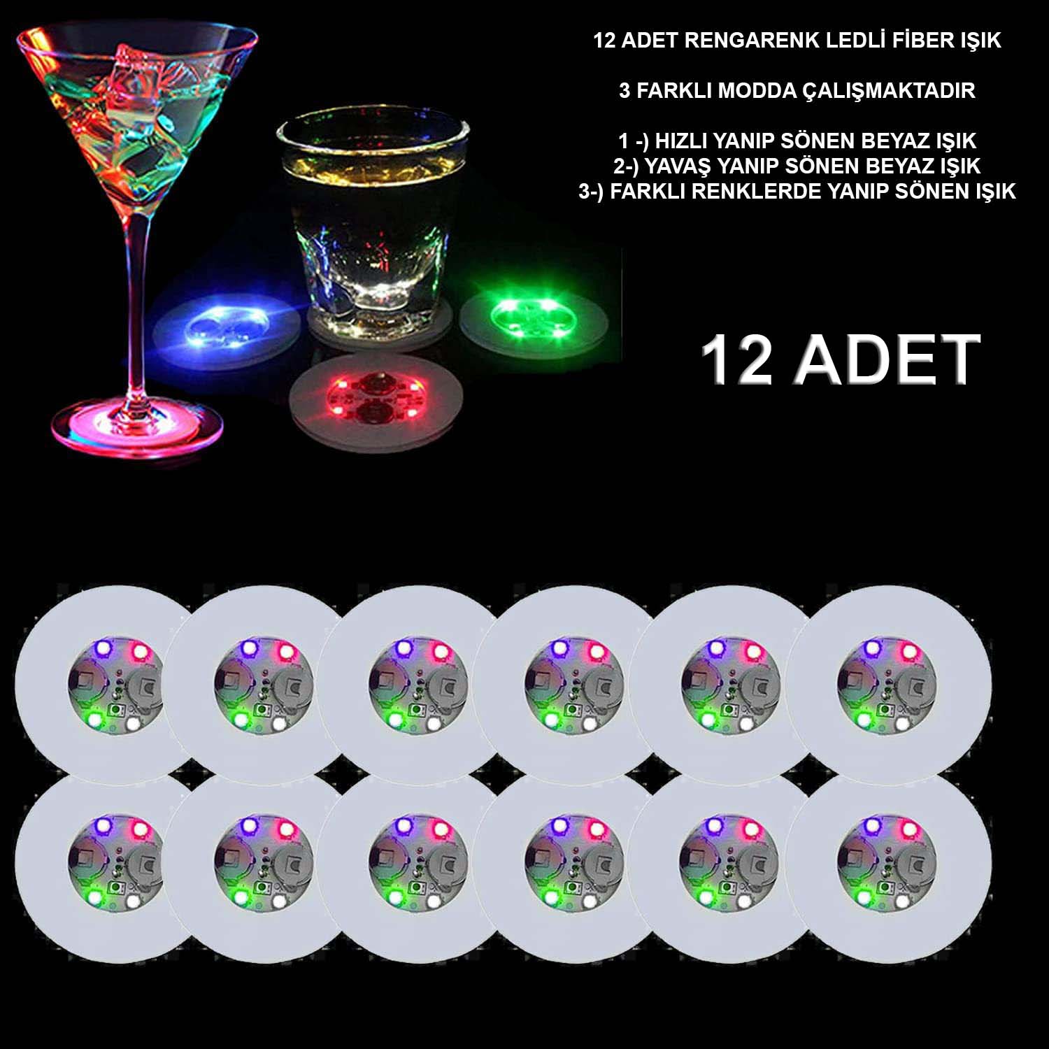 Renkli LED Işıklı Bardak Altlığı - Dekoratif