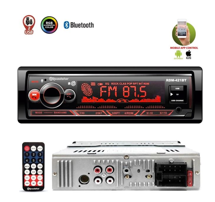 ROADSTAR RDM-421BT 4X50 WATT BLUETOOTH /2XUSB/SD/FM/AUX MEKANİKSİZ OTO TEYP (4620)