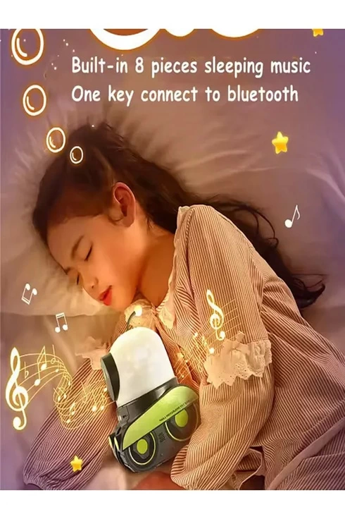 Robot Projeksiyon Gece Lambası Hoparlörlü Şarjlı Yıldızlı Gökyüzü Temalı Led Projeksiyon Lambası