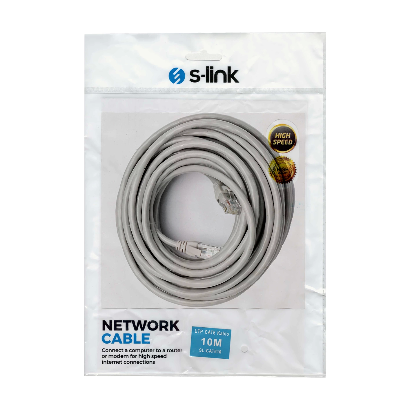 S-lınk Sl-cat610 10 Metre Gri Cat6 Kablo