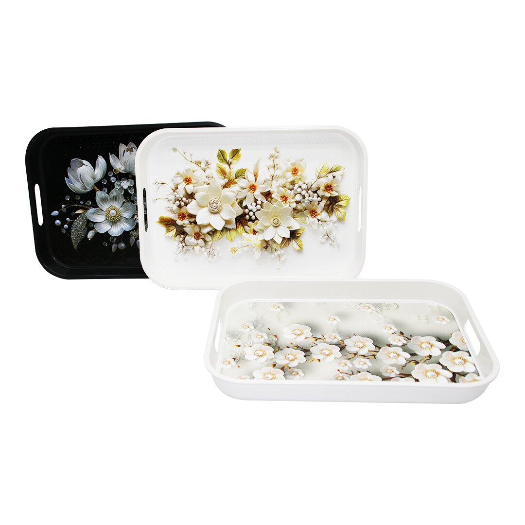 Saray çi̇çek Desen Plasti̇k Di̇kdörtgentepsi̇ 35x25cm