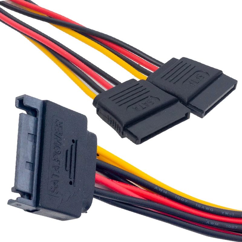 Sata Power 15 Pin Erkek To 2 X Sata Power 15 Pin Dişi Çoklayıcı Kablo