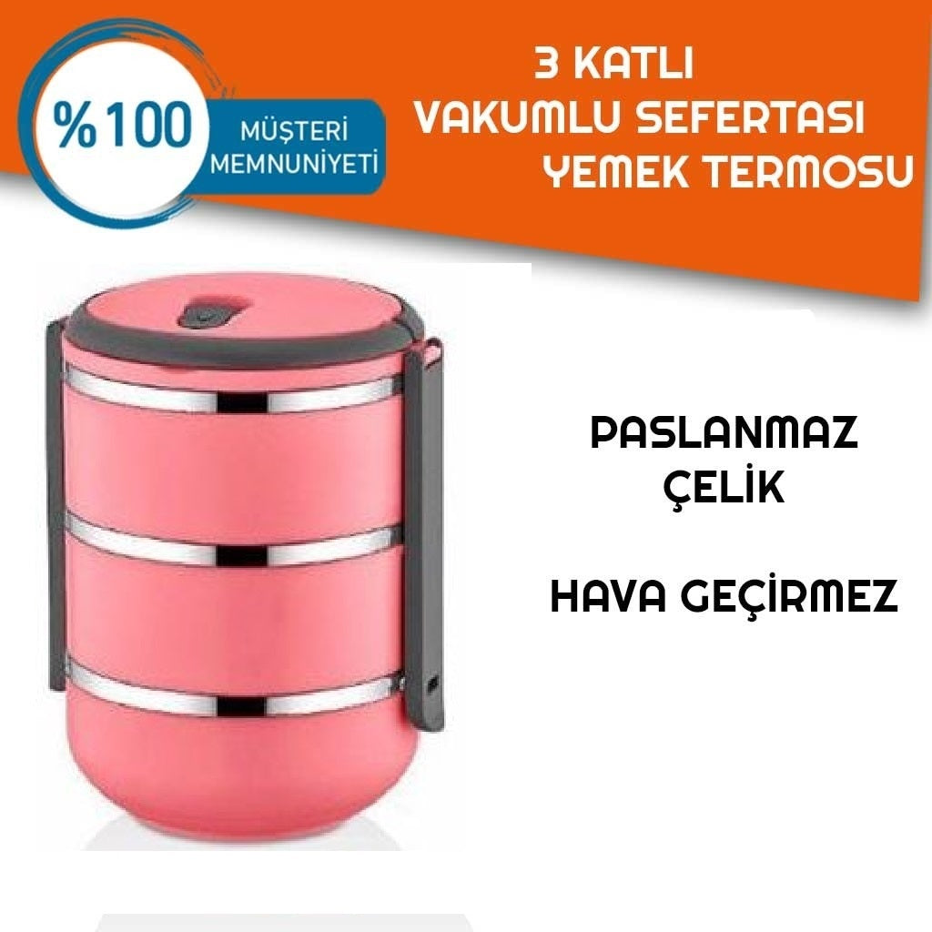 Sefer Tası Yemek Termosu Saklama Kabı Termosu 3lü - ÇELİK (4620)