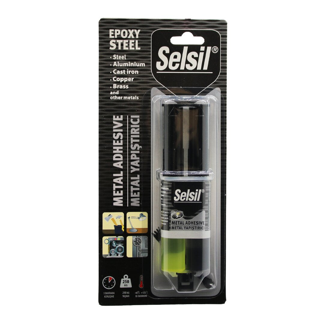 Selsi̇l Epoxy Steel Metal şiringa Epoksi̇ Yapiştirici 28gr. Metal - çeli̇k - Alümi̇nyum - Ahşap - Plasti̇k