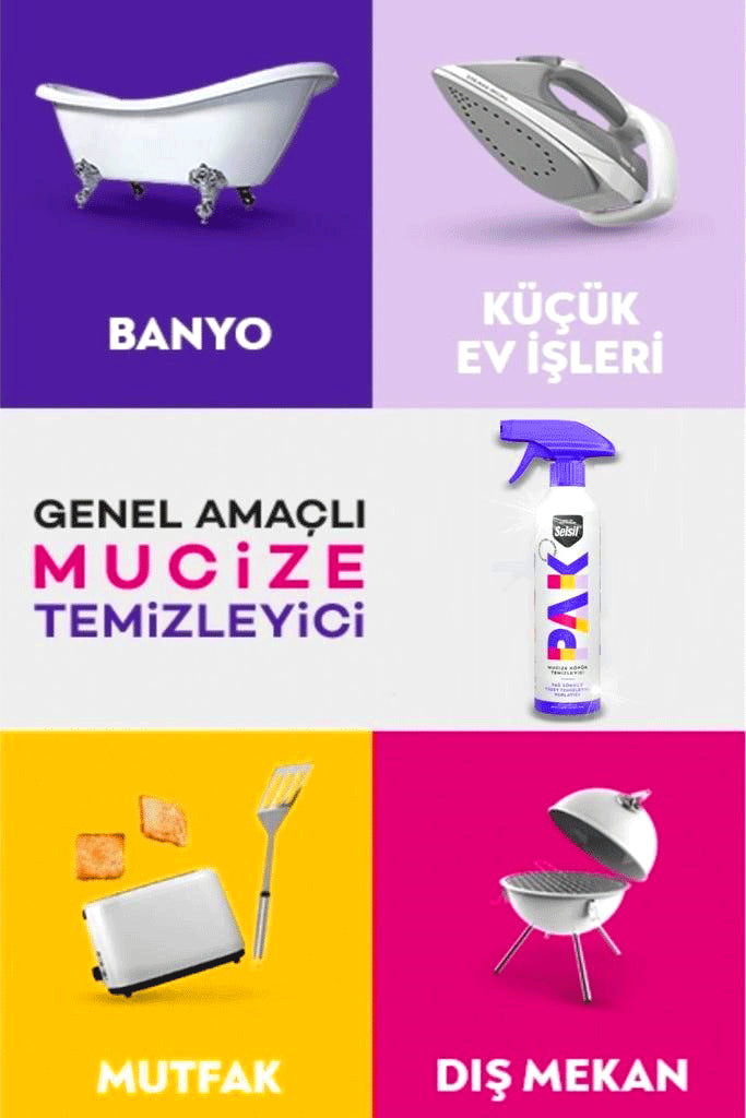 Selsi̇l Pak Muci̇ze Köpük Temi̇zleyi̇ci̇ Sprey 500ml Yağ Sökücü Yüzey Temi̇zleyi̇ci̇ Parlatici
