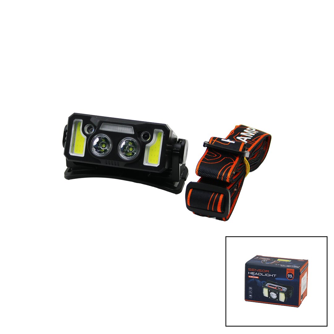 Sensörlü 3in1= 2cob - 2göz Led - 1 Renkli̇ Ledkafa Lambasi Fener Usb şarjli - şarj Göstergeli̇