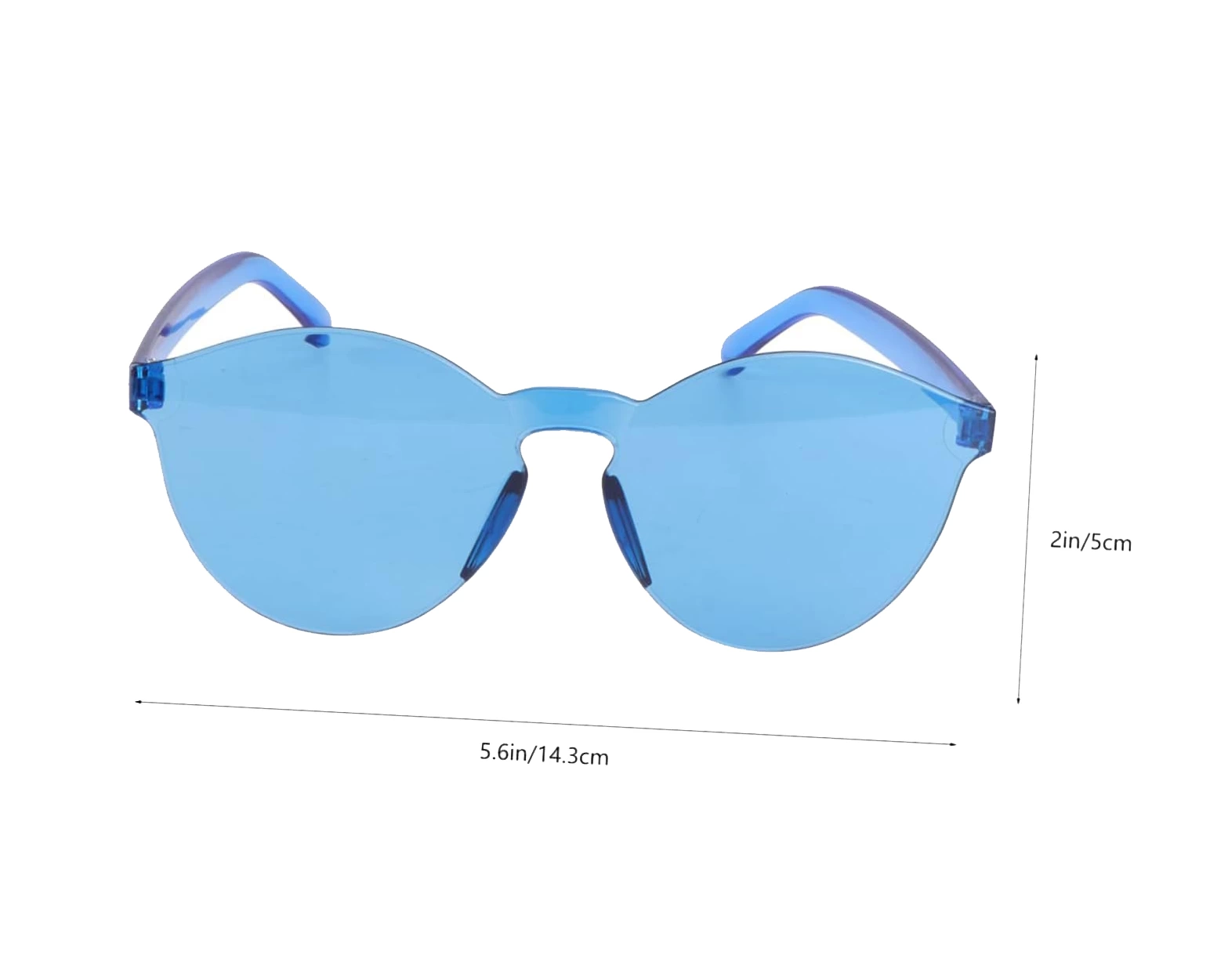 Sert Mika Oval Şekilli Çerçevesiz Mavi Gözlük Retro Parti 5x14 Cm