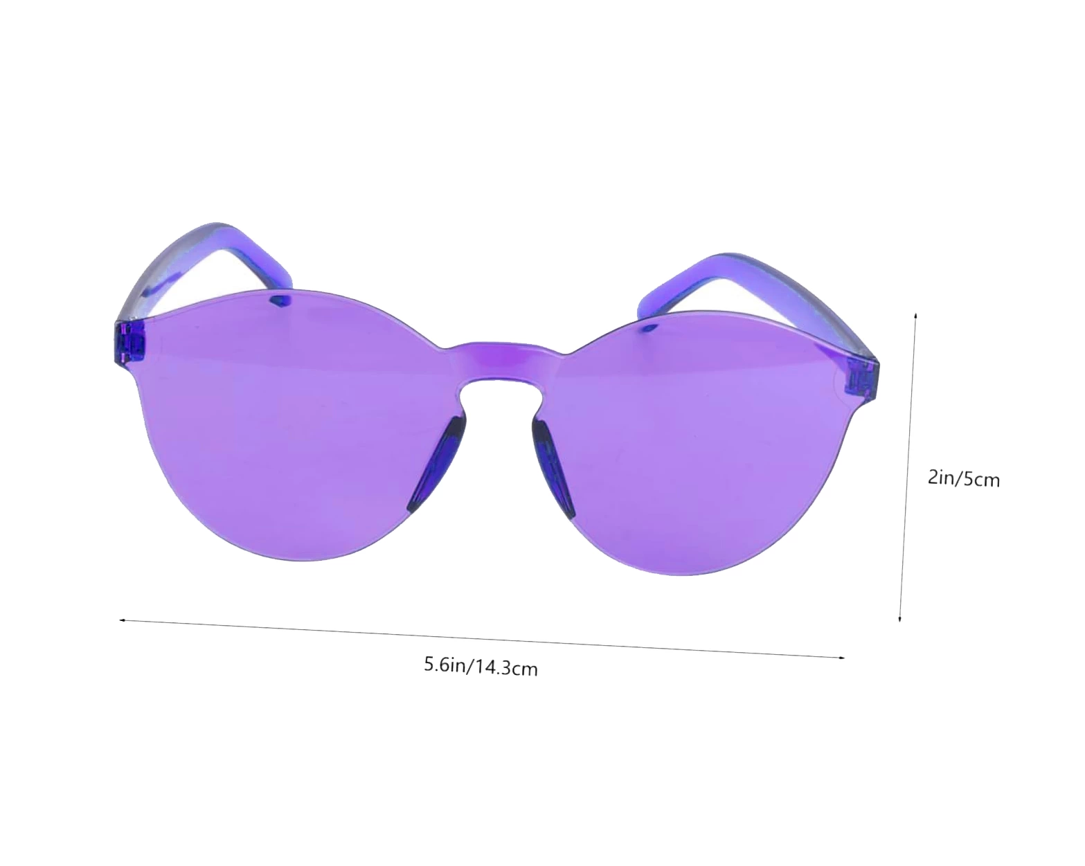 Sert Mika Oval Şekilli Çerçevesiz Mor Gözlük Retro Parti 5x14 Cm