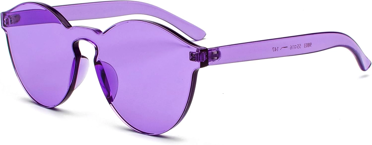 Sert Mika Oval Şekilli Çerçevesiz Mor Gözlük Retro Parti 5x14 Cm