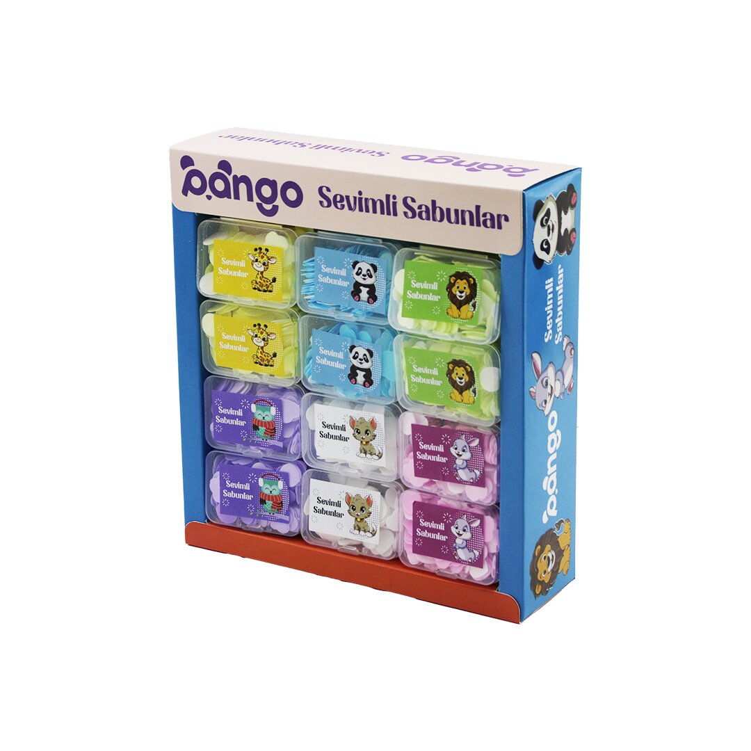 36 KUTU SEVİMLİ SABUNLAR MİNİ=1.2-1.5CM SEYAHAT - PİKNİK - OKULDA 160PCS ± 10 MİX:KALP- YUVARLAK-Çİ