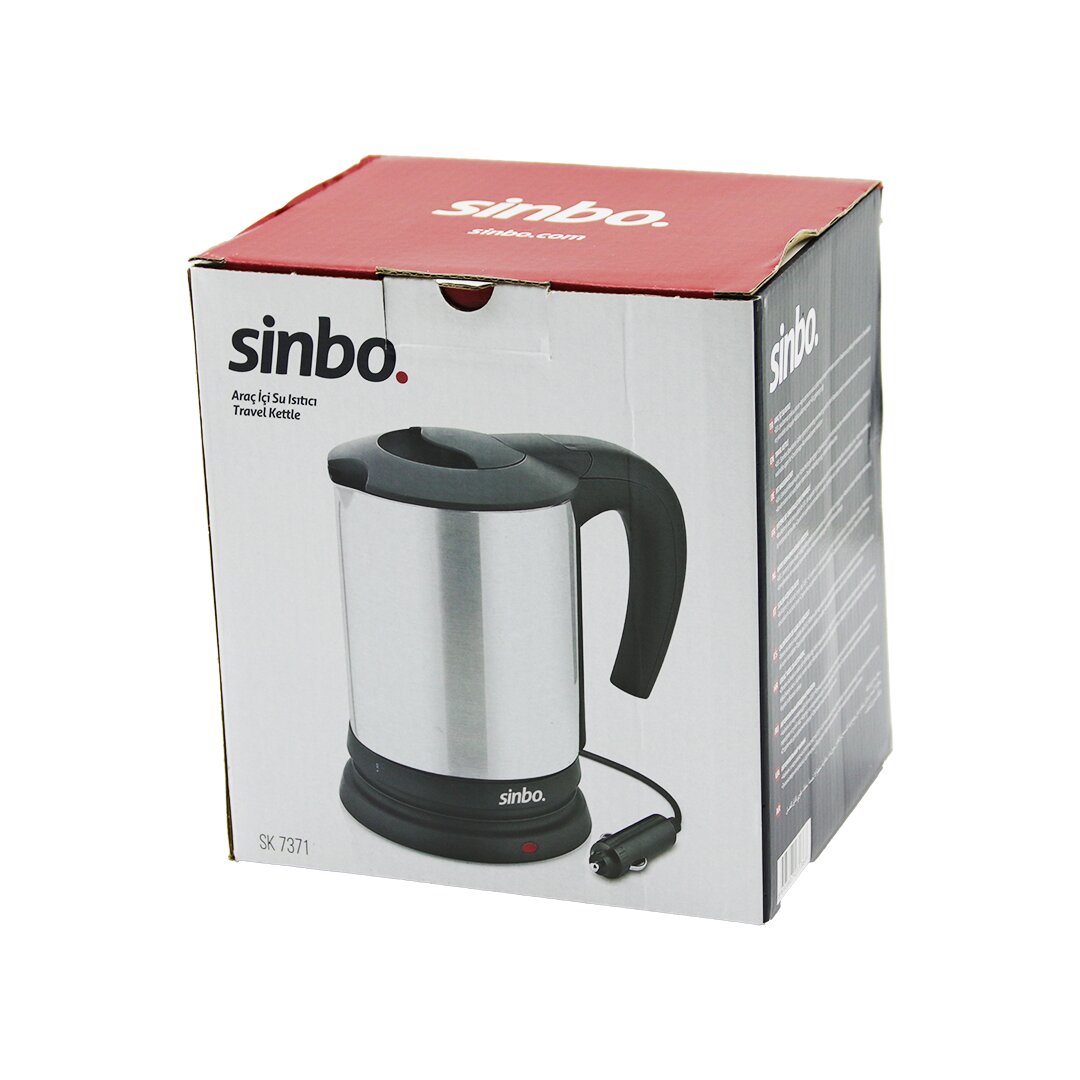 SİNBO SK-7371  12V  ARAÇ İÇİ KETTLE  PASLANMAZ ÇELİK  SU ISITICISI  0.8LT   120W   ÇAKMAKLIK FİŞLİ