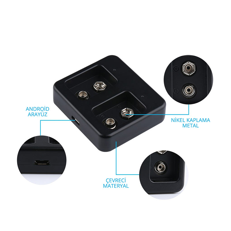 Si̇yah 2x9 Volt Pi̇l şarj Ci̇hazi
