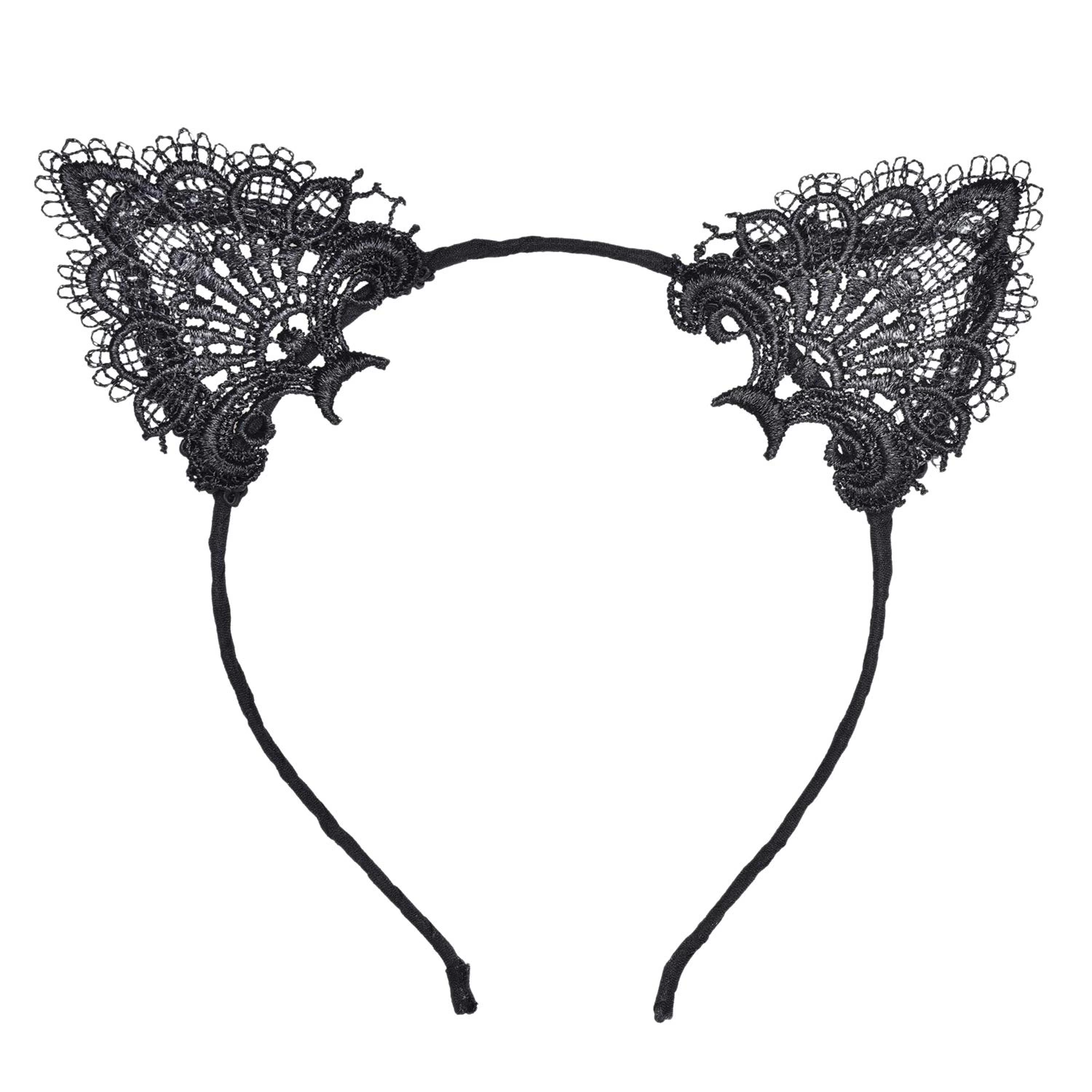 Siyah Kedi Dantel Taç + Eldiven Seti – Parti, Dans Ve Kostüm Kombini
