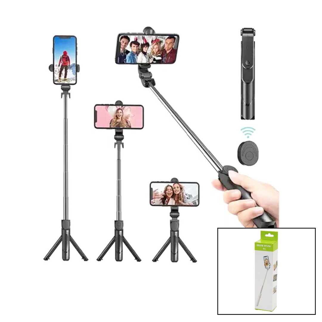 Si̇yah  Selfi̇ çubuk - Tri̇pod Ayakli  57cm Uzayan-kisalan Sapli + 10cm =67cm