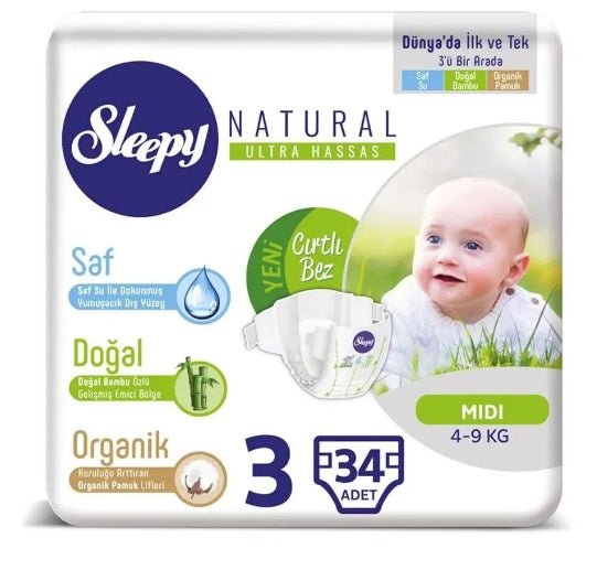 Sleepy Bebek Bezi No:3 4-9 Kg 30 li Midi x 5 Adet