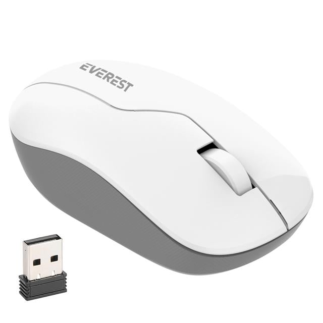 SMW-973 USB Beyaz-Gri 2.4Ghz 1200DPI Kablosuz Optik Mouse 5 Metre Menzilli