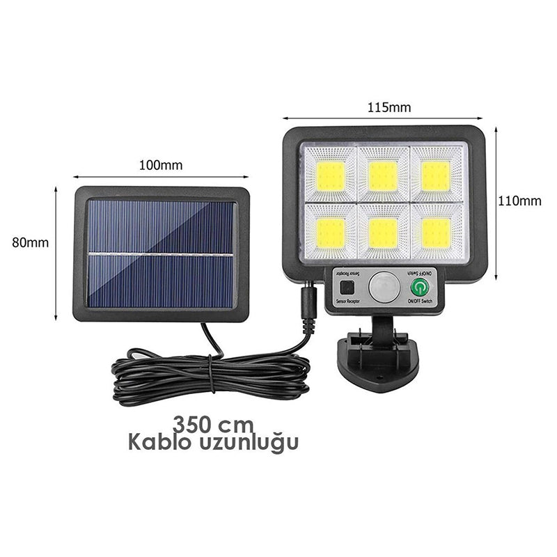 Solar Panelli̇ Hareket Sensörlü üç Modlu Duvar Lambasi