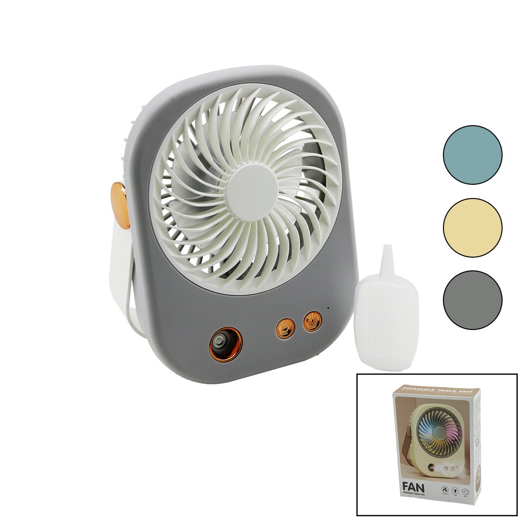 SU SPREYLİ USB MİNİ FAN 15.5X12CM MASA ÜSTÜ USB ŞARJLI 2İN1 KULP=TAŞIMA - DURUŞ 3 KADEME HIZ BJJ-56