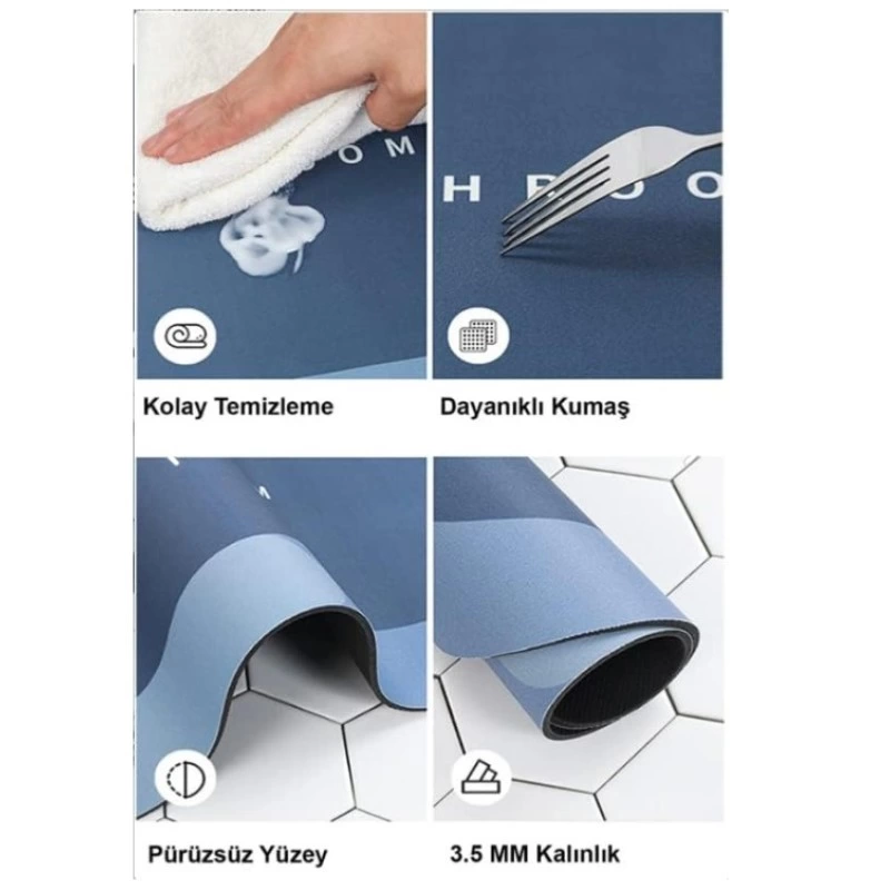 Süper Su Emici Kaymaz Tabanlı Banyo Paspası