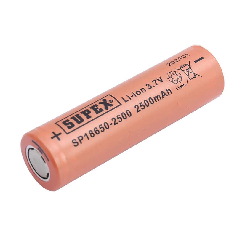 Supex 18650-2500 3.7 Volt 2500 Mah Düz Kafa Lı-ıon Pil Tekli