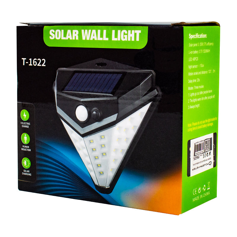 T-1622 40 LEDLİ 120* 5 MT GÖRÜŞ AÇISI SOLAR ÜÇGEN TİP IŞILDAK FENER (4620)