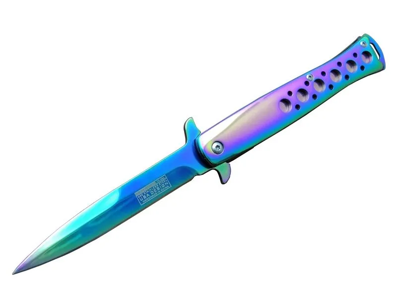 Tac-force Tac Force Ti-lite 1111 Gk Gökkuşağı Kamp / Av Çakısı 23cm- Yarı Otomatik, Kemerlikli, Met