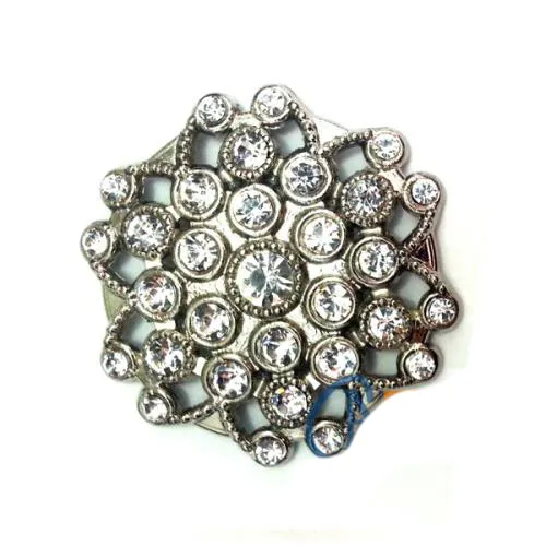 Taşlı Yuvarlak Broş, Sandık Süsü 4,5 Cm - Nikel, 10 Adet