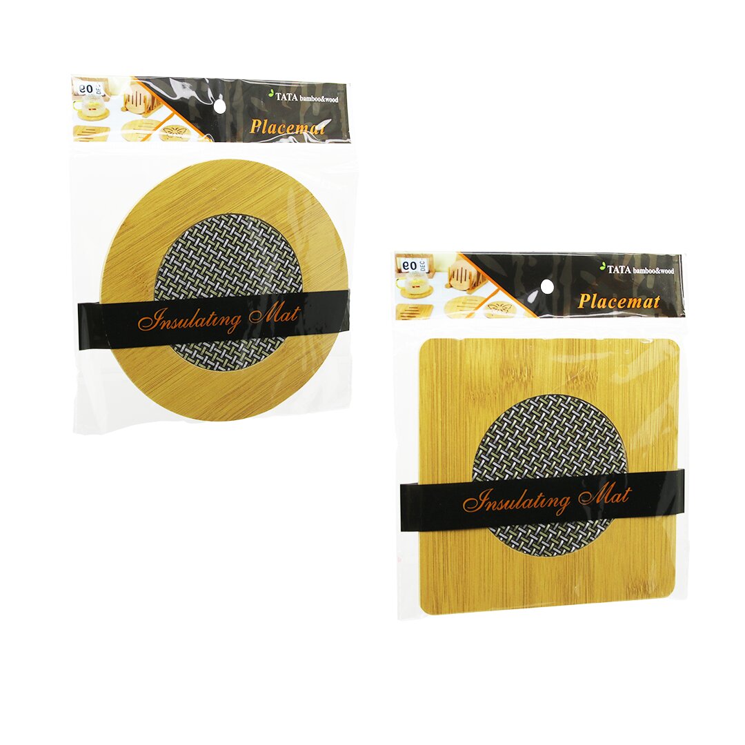 Tata Pvc Plasti̇k - örgü Desen Göbekli̇ahşap - Bambu Ni̇hale Mi̇x şeki̇l= Yuvarlak=16.5cm - Kare=16.5x16.5cm