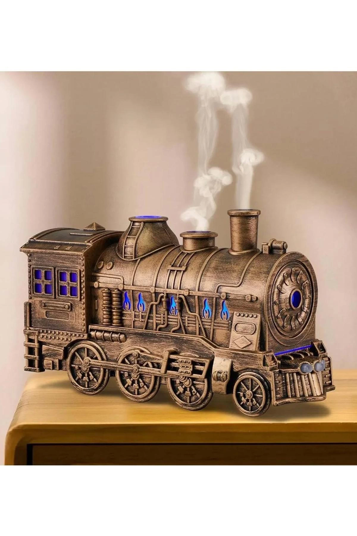 Tren Şeklinde Buharlı Oda Hava Nemlendirici Işık Buhar Makinesi Kumandalı