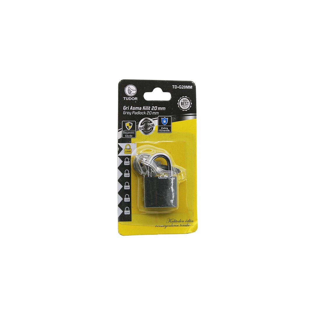 Tudor Td-g20mm  Kartli   20mm - Gri̇   Kisa Kancali  Asma Ki̇li̇t