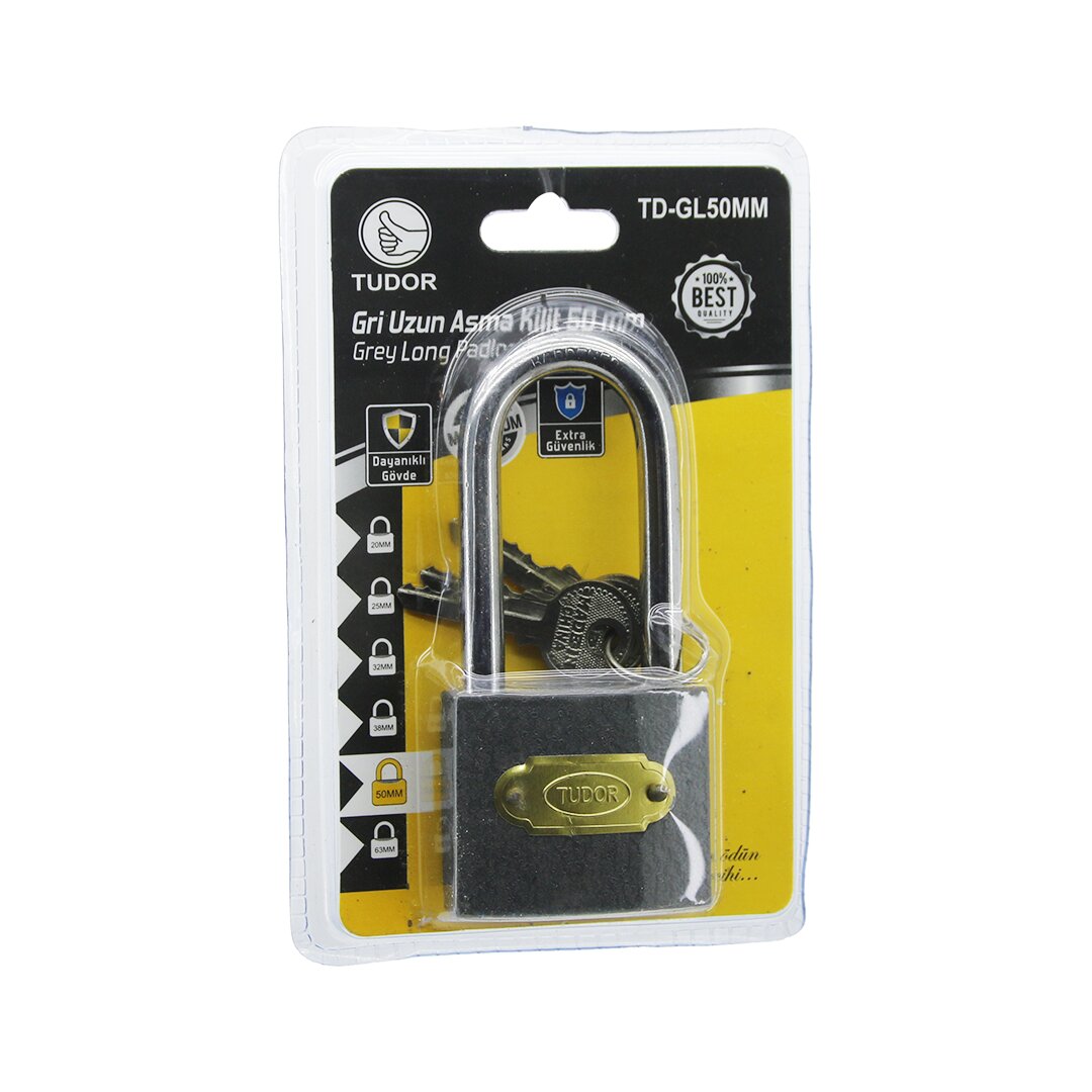 Tudor Td-gl50mm  Vakumlu   50mm - Gri̇   Uzun Kancali  Asma Ki̇li̇t