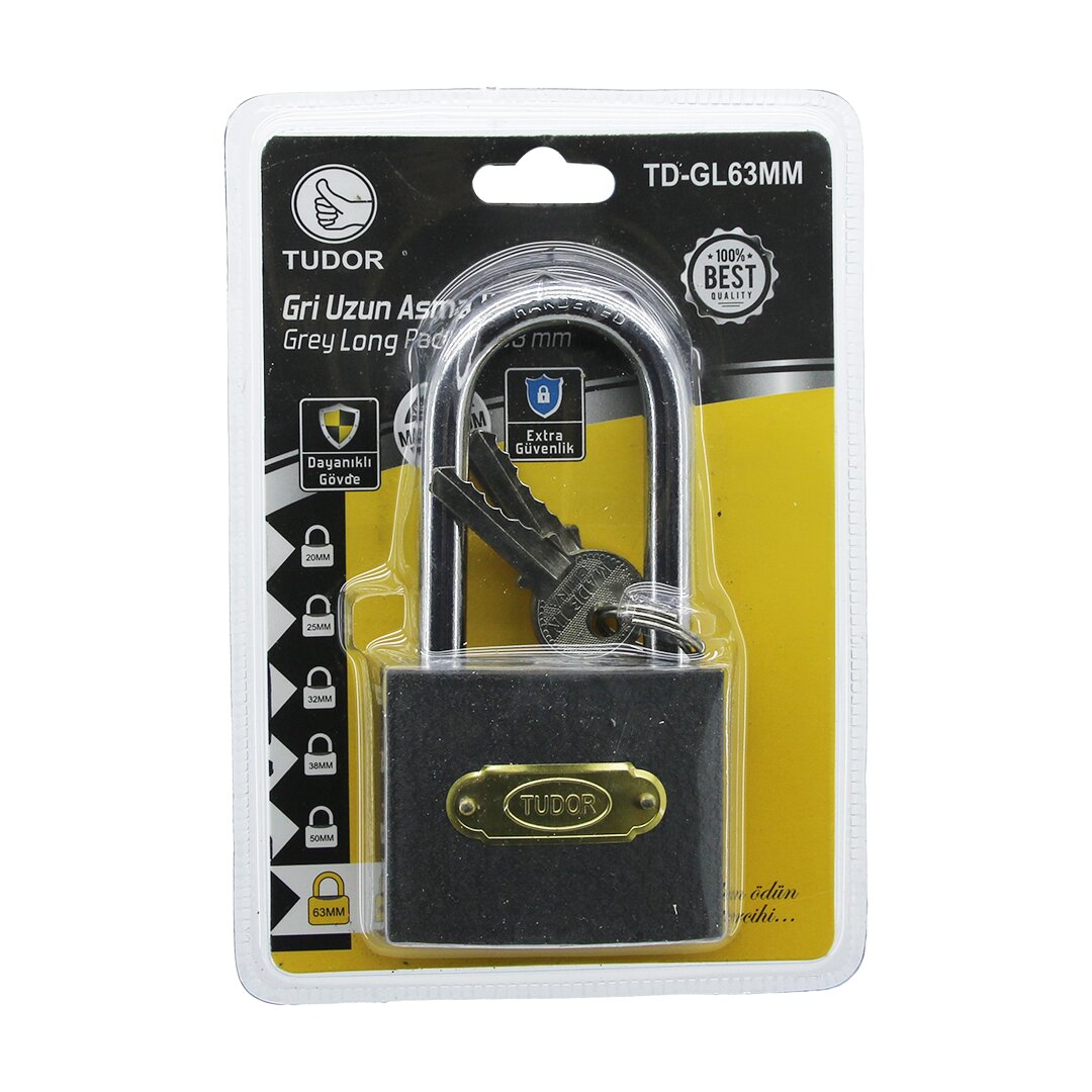 Tudor Td-gl63mm  Vakumlu   63mm - Gri̇   Uzun Kancali  Asma Ki̇li̇t