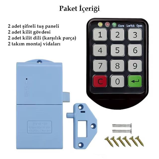Tuş Şifreli Siyah Çekmece Dolap Kilidi