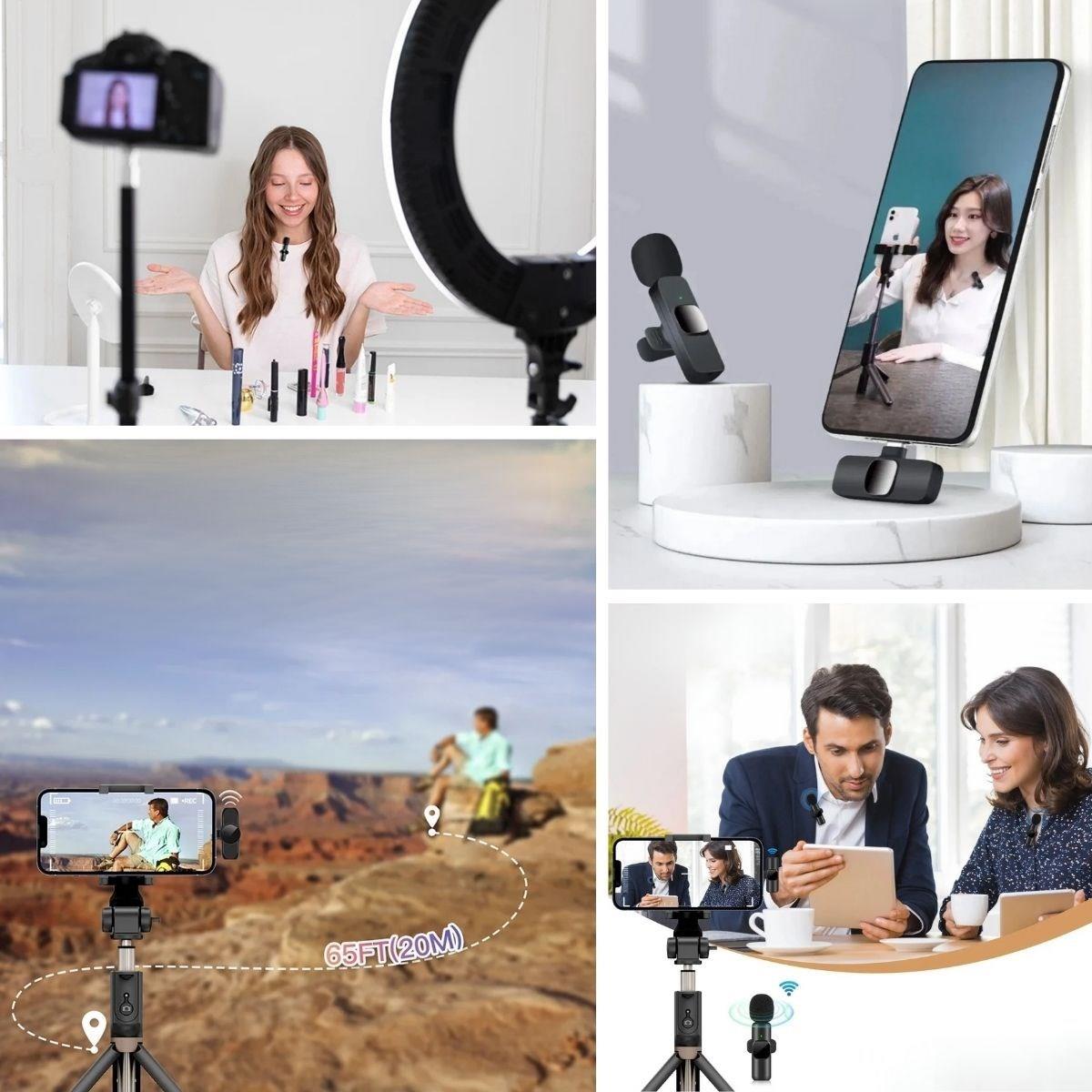 Type c uyumlu iphone dönüştürücülü kablosuz yaka mikrofonu android ve iphone uyumlu mini mikrofon