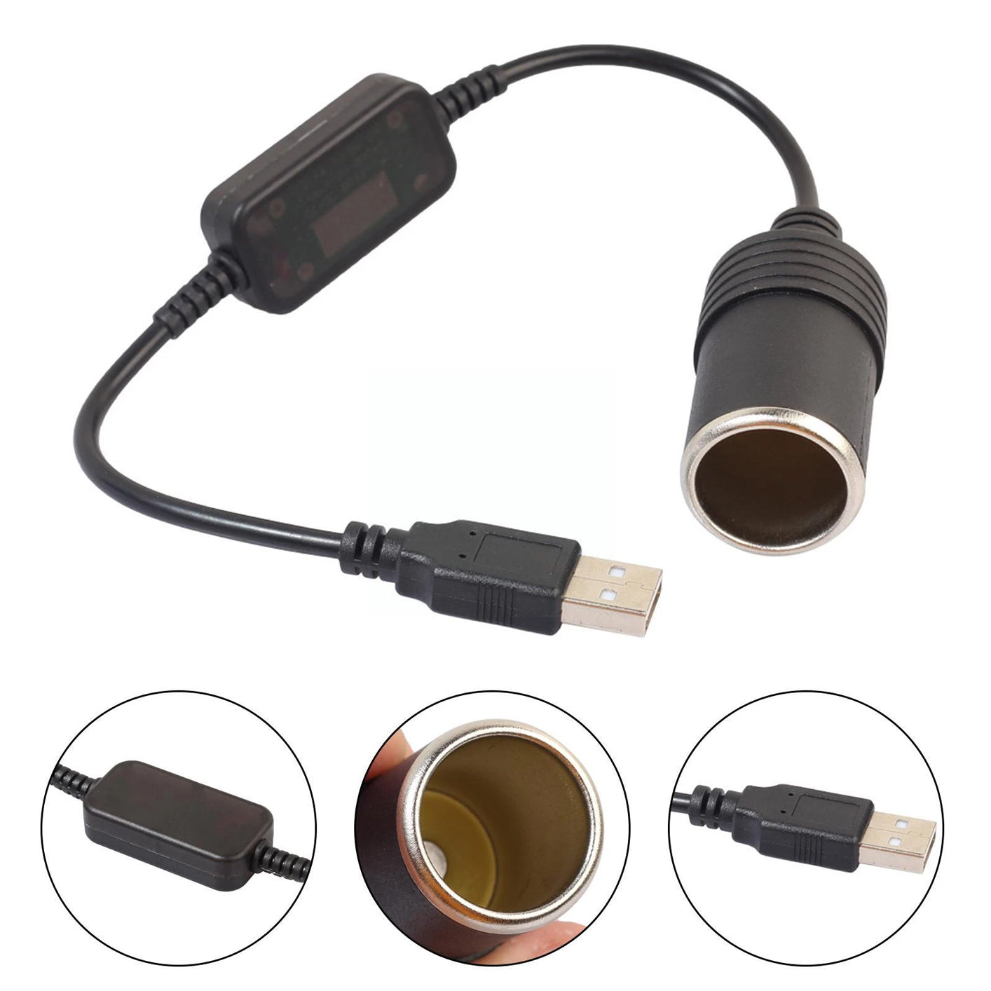 Переходник USB 2.0 5 Вольт - 2 Ампер в 12 Вольт - 0,8 Ампер для прикуривателя
