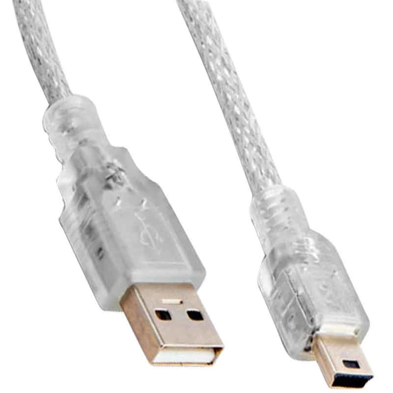 Usb 2.0 5 Metre Şeffaf Usb Am Mini 5 Pin Kablo