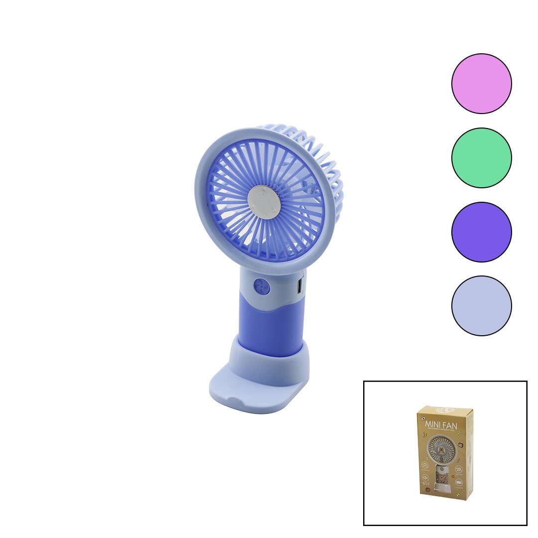 USB ŞARJLI MİNİ EL FANI ÇAP:8.4 - Y:16CM SABİT BAŞLIK 3-KADEME HIZT ELEFONLUKLU MASAÜSTÜ AYAK VANTİ
