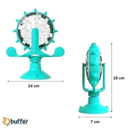 ® Vantuzlu Zilli İnteraktif Dönebilen Mama Kaplı Renkli Eğlenceli Eğitici Kedi Oyuncağı