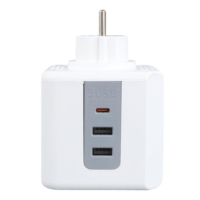 VEA VE-23089 2x USB 1x Type-C 3&amp;apos;lü Çocuk Ve Termal Korumalı Grup Priz