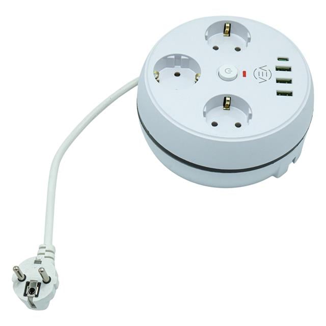 Vea VE-26583 3&amp;apos;LÜ 1.5 Metre Kablolu 3 USB / TYPE-C Girişli Akım Korumalı Grup Priz