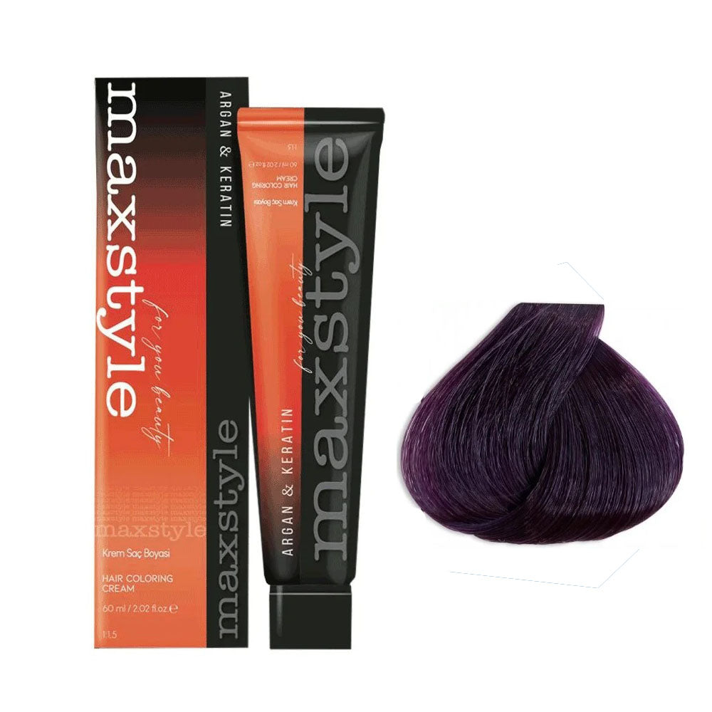 Maxstyle Argan Keratin Saç Boyası Viole  x 2 Adet + Sıvı oksidan 2 Adet